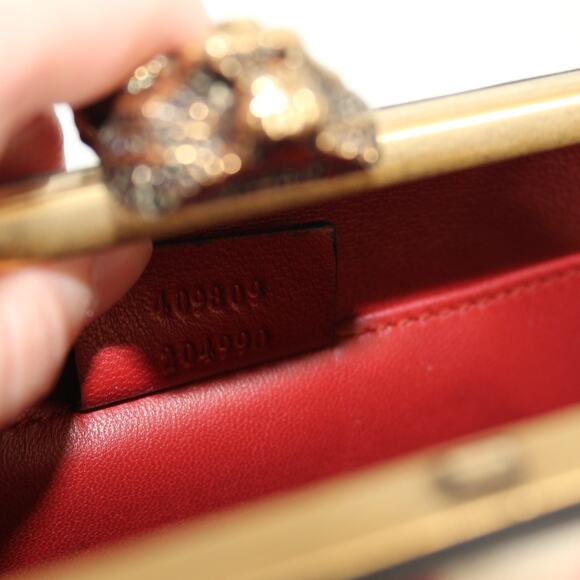 Gucci Linen Herbarium Cherry Blossom Print Broadway Box Chain Clutch Bag - Picture 13 of 15